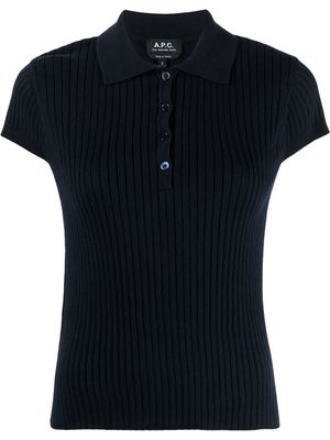 A.P.C. short-sleeved knitted polo top - Blue