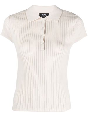 A.P.C. short-sleeved knitted polo top - White