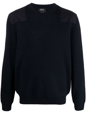 A.P.C. shoulder-patch long-sleeve sweater - Blue