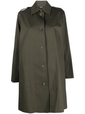 A.P.C. single-breasted button-fastening coat - Green