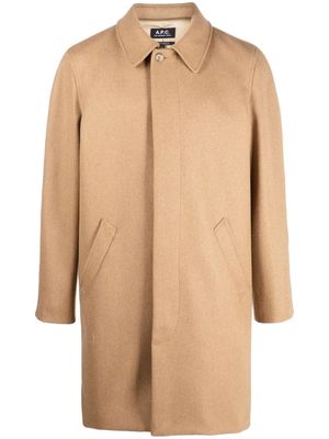 A.P.C. single-breasted button-up coat - Neutrals