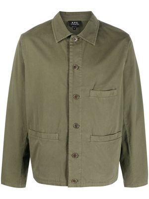 A.P.C. single-breasted cotton shirt jacket - Green