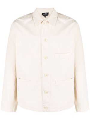 A.P.C. single-breasted cotton shirt jacket - Neutrals