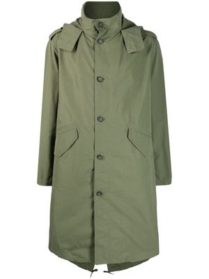 A.P.C. single-breasted hooded coat - Green