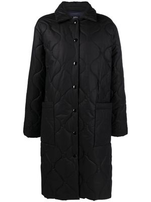 A.P.C. single-breasted quilted coat - Black