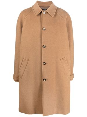A.P.C. single-breasted wool-blend coat - Brown
