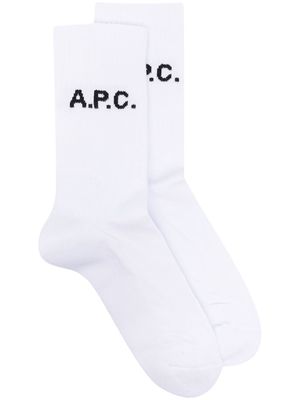 A.P.C. Sky H logo socks - White