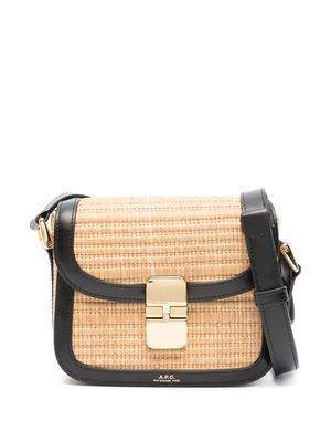 A.P.C. small Grace raffia shoulder bag - Neutrals