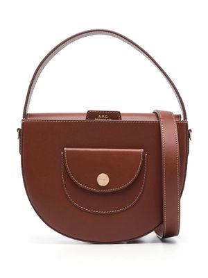 A.P.C. small Le Pocket leather tote bag - Brown
