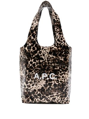 A.P.C. small Ninon leopard-print tote bag - Neutrals