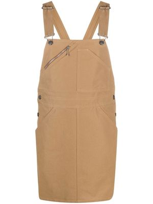 A.P.C. square-neck dungaree dress - Brown