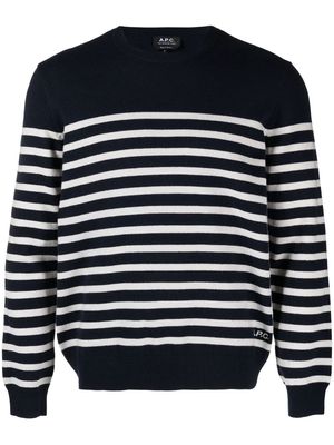 A.P.C. stripe knitted jumper - Blue