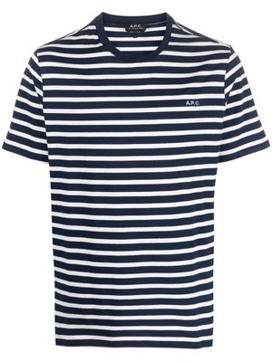 A.P.C. stripe-print cotton T-shirt - Blue