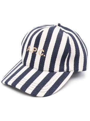 A.P.C. striped baseball cap - Blue