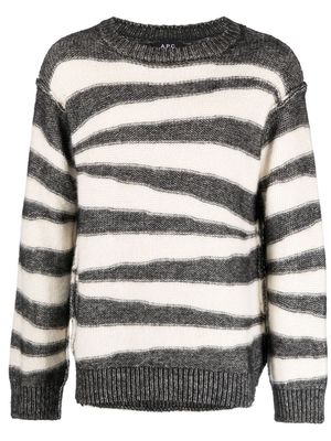 A.P.C. striped cotton-blend jumper - Grey