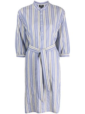 A.P.C. striped cotton shirt dress - Blue