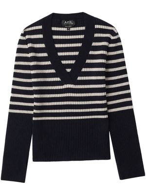 A.P.C. striped ribbed-knit jumper - Black