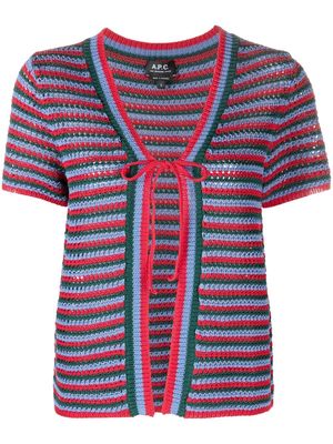 A.P.C. striped tie-front cardigan - Red