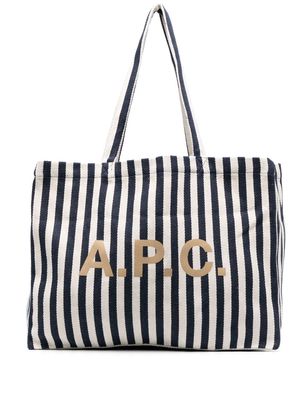 A.P.C. striped tote bag - Blue