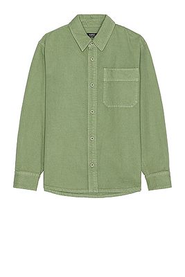 A.P.C. Surchemise Basile Brodee Poitrine in Green