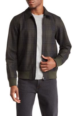 A.P.C. Sutherland Plaid Wool Blend Bomber Jacket in Military Khaki