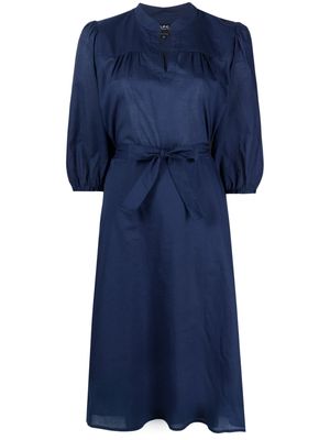A.P.C. tied-waist cotton midi dress - Blue