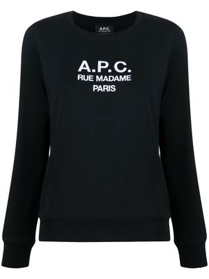 A.P.C. Tina logo-embroidered cotton sweatshirt - Black