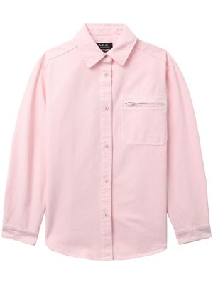 A.P.C. Tina logo-embroidered denim shirt - Pink