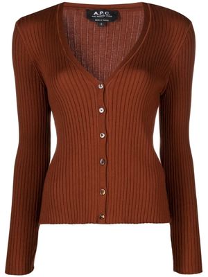A.P.C. V-neck knitted cardigan - Brown