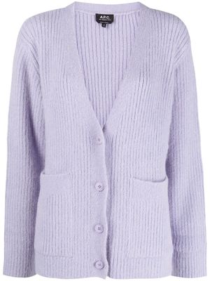 A.P.C. V-neck knitted cardigan - Purple