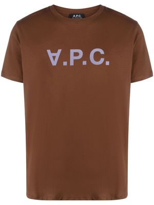 A.P.C. VPC flocked cotton T-shirt - Brown