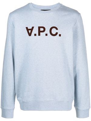 A.P.C. VPC flocked-logo cotton sweatshirt - Blue
