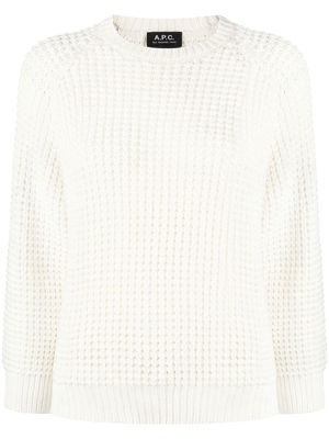 A.P.C. waffle-knit round neck jumper - White