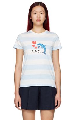 A.P.C. White & Blue Cloe T-Shirt
