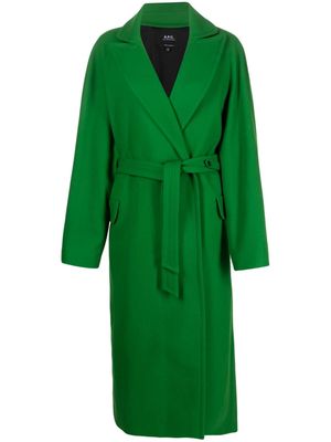 A.P.C. wool-blend belted coat - Green