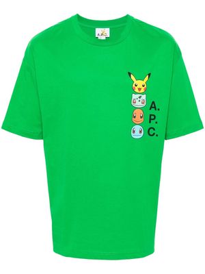 A.P.C. x Pokémon logo-print cotton T-shirt - Green