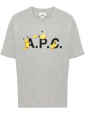 A.P.C. x Pokémon logo-print cotton T-shirt - Grey