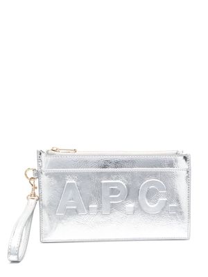 A.P.C. zip-up leather clutch bag - Silver
