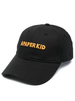 a paper kid embroidered logo baseball cap - Black