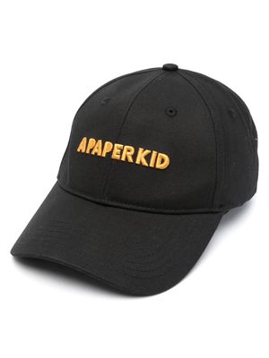 a paper kid logo-embroidered cotton cap - Black
