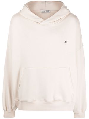 a paper kid logo-embroidered cotton hoodie - Neutrals