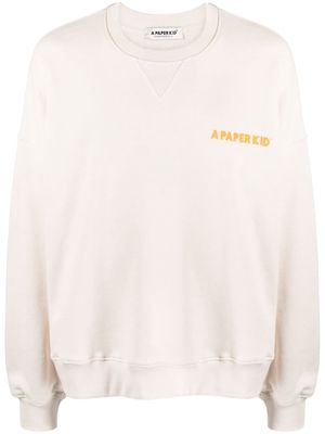 a paper kid logo-print cotton sweatshirt - Neutrals