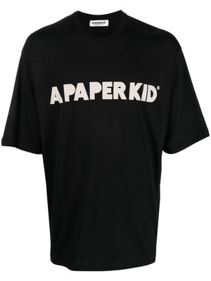 a paper kid logo-print cotton T-shirt - Black
