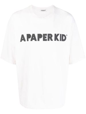 a paper kid logo-print cotton T-shirt - Neutrals