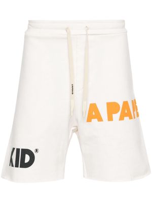 A Paper Kid logo-print cotton track shorts - Neutrals