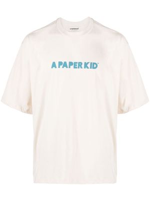 a paper kid logo-print crew-neck T-shirt - Neutrals