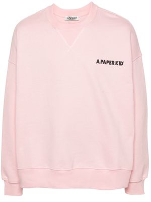 A Paper Kid logo-print jersey sweatshirt - Pink