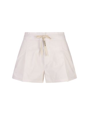 A Paper Kid White Poplin Shorts With Back Logo