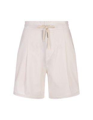 A Paper Kid White Shorts With Pinces And Logo Label