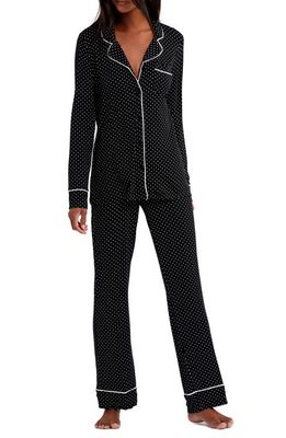 A PEA IN THE POD Button-Up Maternity/Nursing Pajamas in Black White Dot